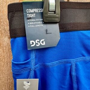 DSG Men's Black and Blue Compression Tights with pocket.